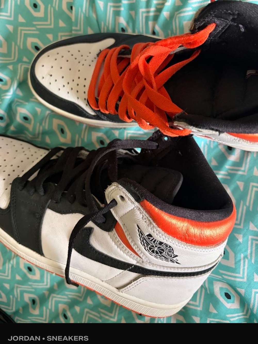 Jordan Men's High-Top Sneakers in White, Black & Orange